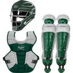 Rawlings Adult Dark Green/White VELO 2.0 Catcher's Gear Box Set: CSV2A-DG/W