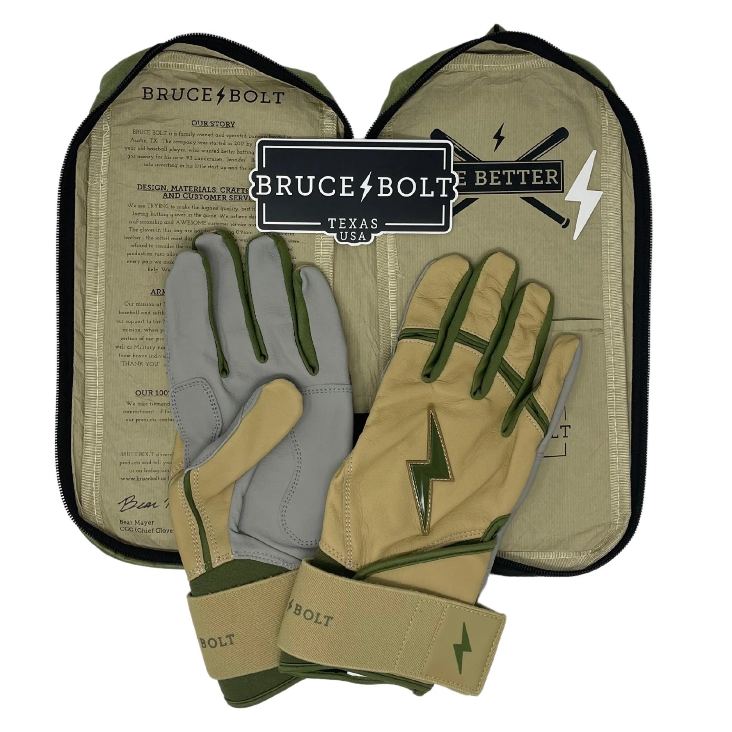 Bruce Bolt Premium Pro Military Series Long Cuff Batting Gloves: Beige 5 Bruce Bolt Premium Pro Military Series Long Cuff Batting Gloves: Beige - Image 3