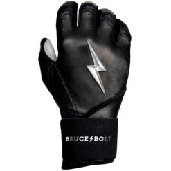 Bruce Bolt PREMIUM PRO Chrome Series Long Cuff Batting Gloves: Black -Rawlings Store LC CHRB RIGHT