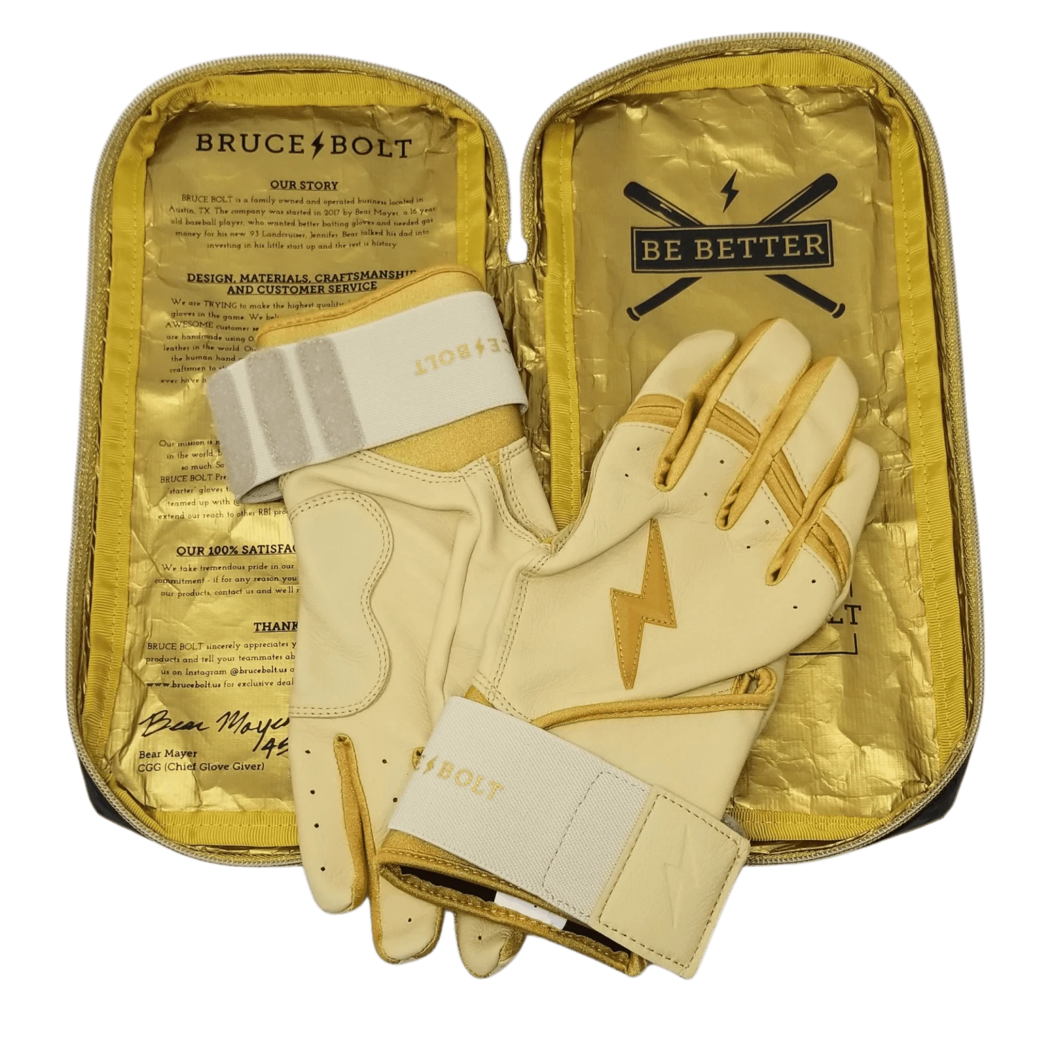 Bruce Bolt PREMIUM PRO Gold Series Batting Gloves: Long Cuff 5 Bruce Bolt PREMIUM PRO Gold Series Batting Gloves: Long Cuff - Image 3