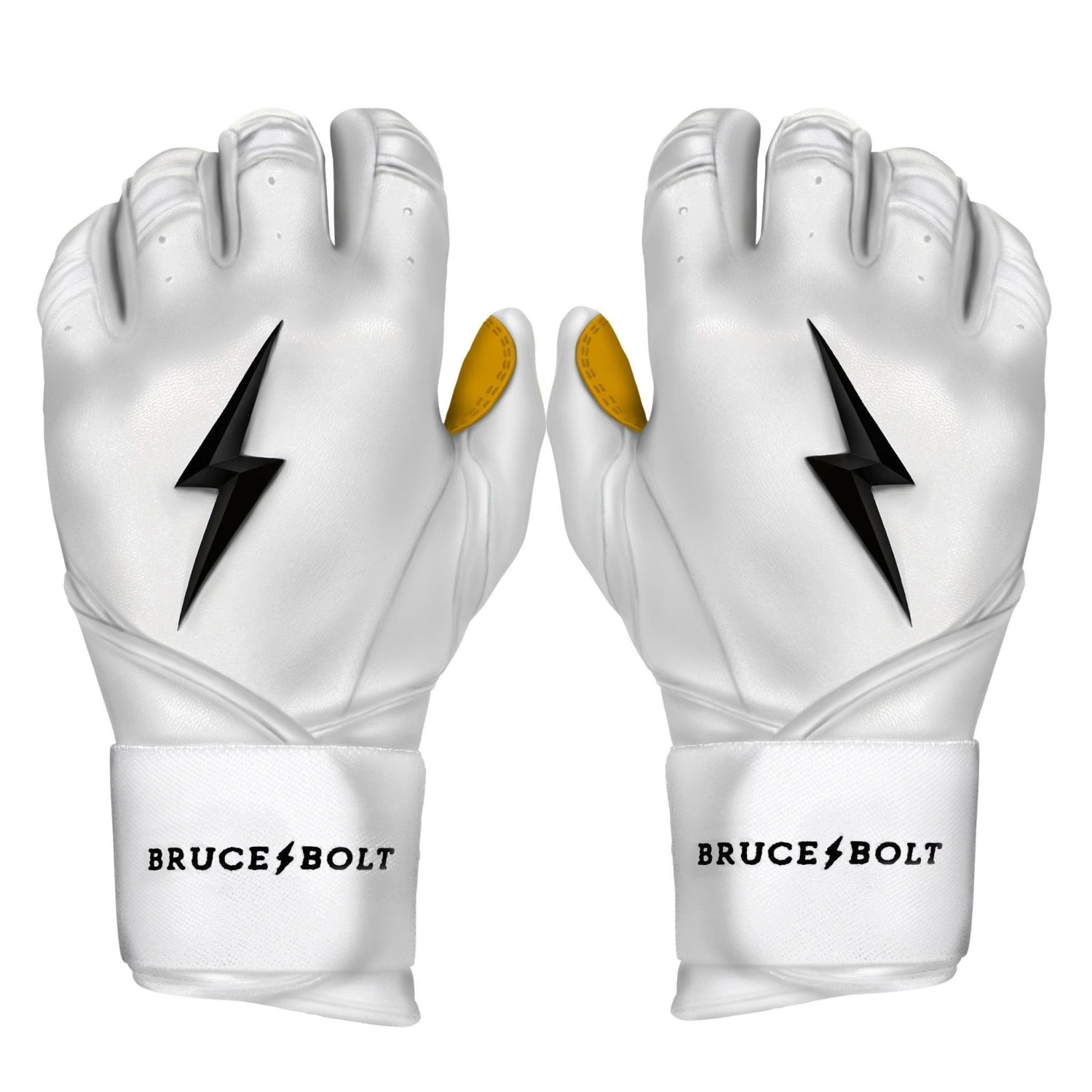 Bruce Bolt PREMIUM PRO Long Cuff Batting Gloves: White 3 Bruce Bolt PREMIUM PRO Long Cuff Batting Gloves: White
