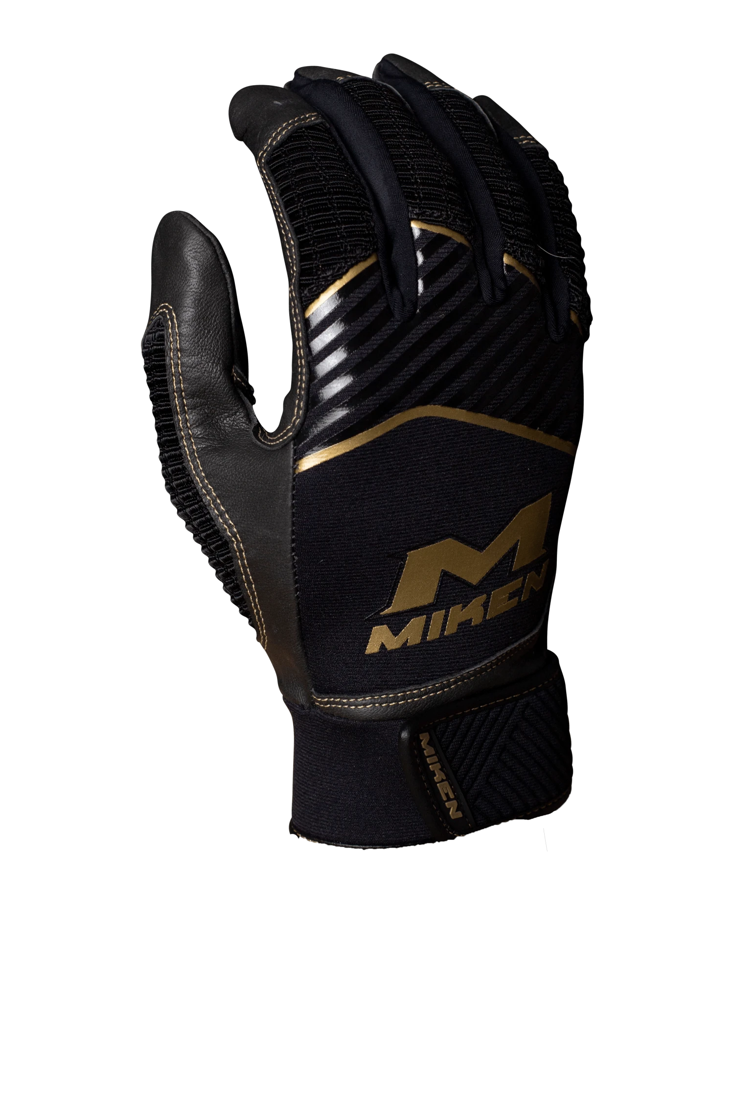 Miken Softball MK7X Adult Black And Gold Batting Gloves: MBGGLD-BLK 3 Miken Softball MK7X Adult Black And Gold Batting Gloves: MBGGLD-BLK