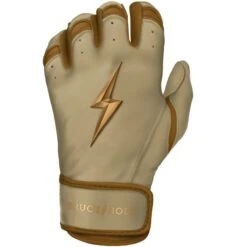 Bruce Bolt PREMIUM PRO Gold Series Batting Gloves: Short Cuff 14 Bruce Bolt PREMIUM PRO Gold Series Batting Gloves: Short Cuff -Rawlings Store SC GLD LEFT