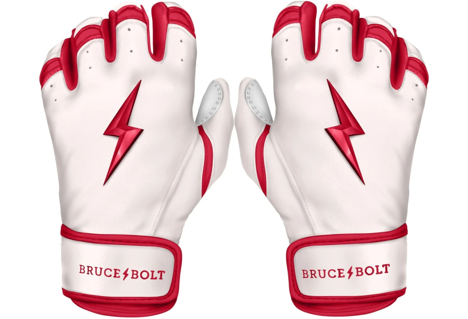 Bruce Bolt PREMIUM PRO BADER Series Short Cuff Batting Gloves: White 3 Bruce Bolt PREMIUM PRO BADER Series Short Cuff Batting Gloves: White