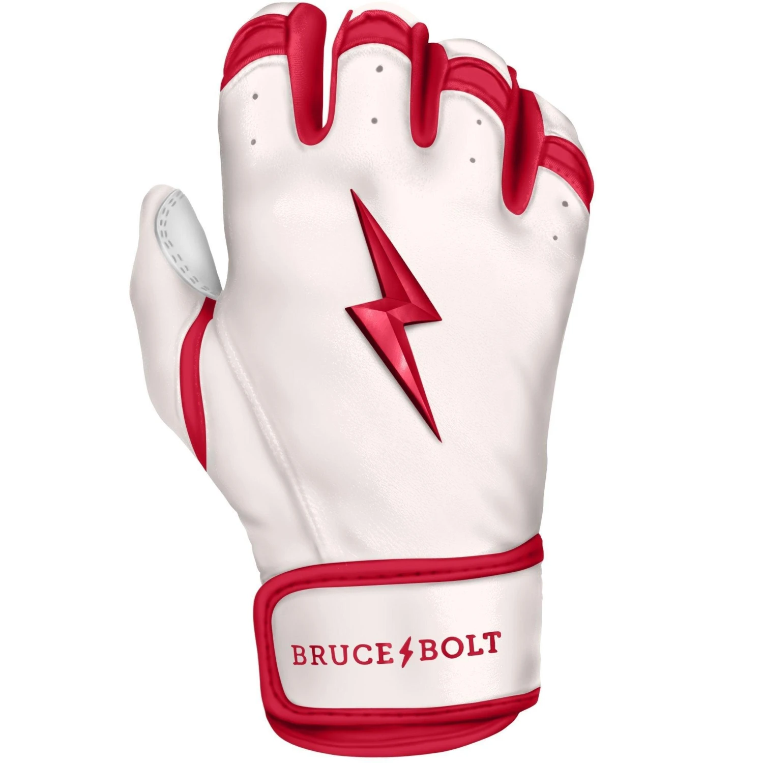Bruce Bolt PREMIUM PRO BADER Series Short Cuff Batting Gloves: White 6 Bruce Bolt PREMIUM PRO BADER Series Short Cuff Batting Gloves: White - Image 4