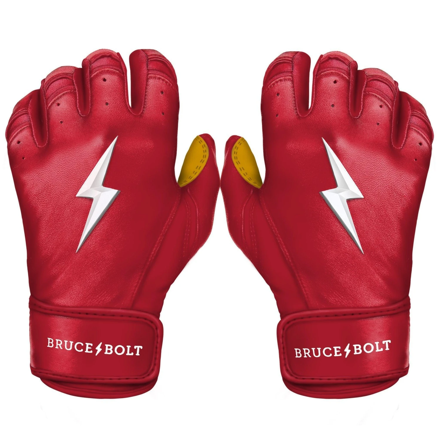 Bruce Bolt PREMIUM PRO Short Cuff Batting Gloves: Red 3 Bruce Bolt PREMIUM PRO Short Cuff Batting Gloves: Red