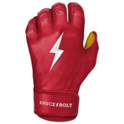 Bruce Bolt PREMIUM PRO Short Cuff Batting Gloves: Red 19 Bruce Bolt PREMIUM PRO Short Cuff Batting Gloves: Red -Rawlings Store SC REDG LEFT