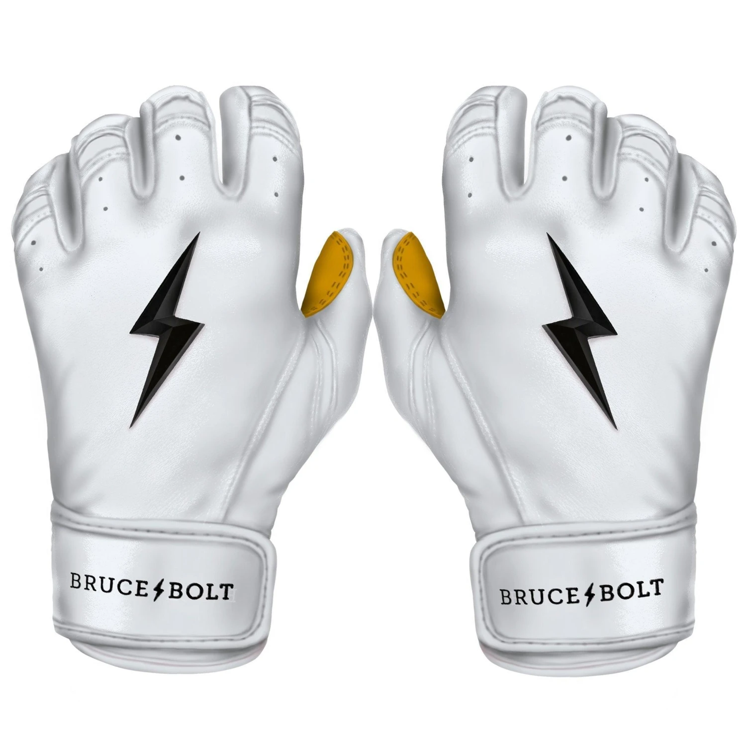 Bruce Bolt PREMIUM PRO Short Cuff Batting Gloves: White 3 Bruce Bolt PREMIUM PRO Short Cuff Batting Gloves: White