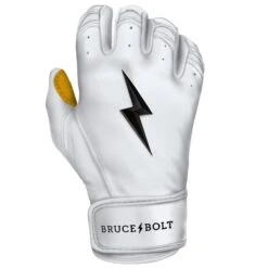 Bruce Bolt PREMIUM PRO Short Cuff Batting Gloves: White 19 Bruce Bolt PREMIUM PRO Short Cuff Batting Gloves: White -Rawlings Store SC WHTG RIGHT