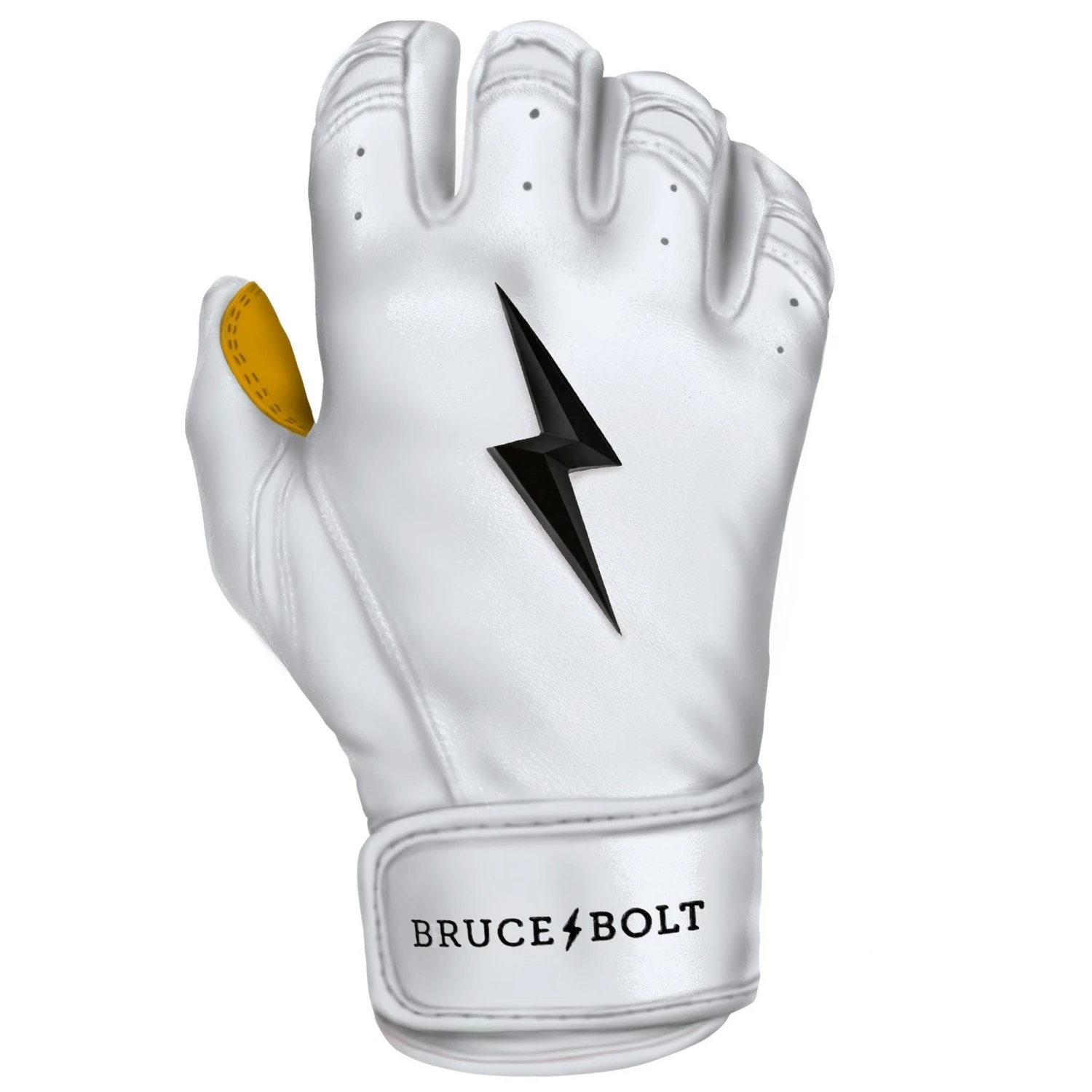 Bruce Bolt PREMIUM PRO Short Cuff Batting Gloves: White 11 Bruce Bolt PREMIUM PRO Short Cuff Batting Gloves: White - Image 9