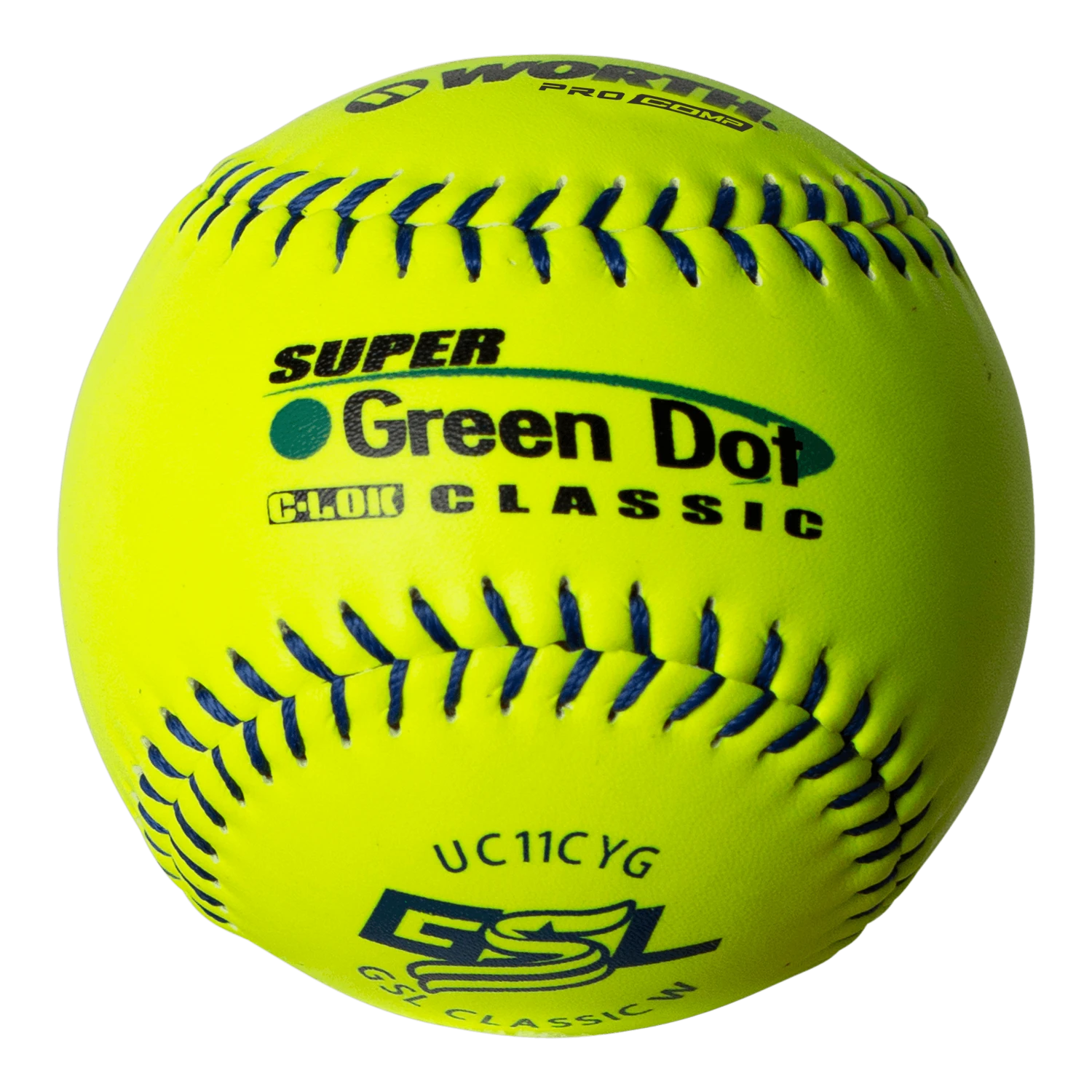 Worth 11" GSL Super Green Dot Classic W Composite Softballs (Dozen): UC11CYG 3 Worth 11" GSL Super Green Dot Classic W Composite Softballs (Dozen): UC11CYG