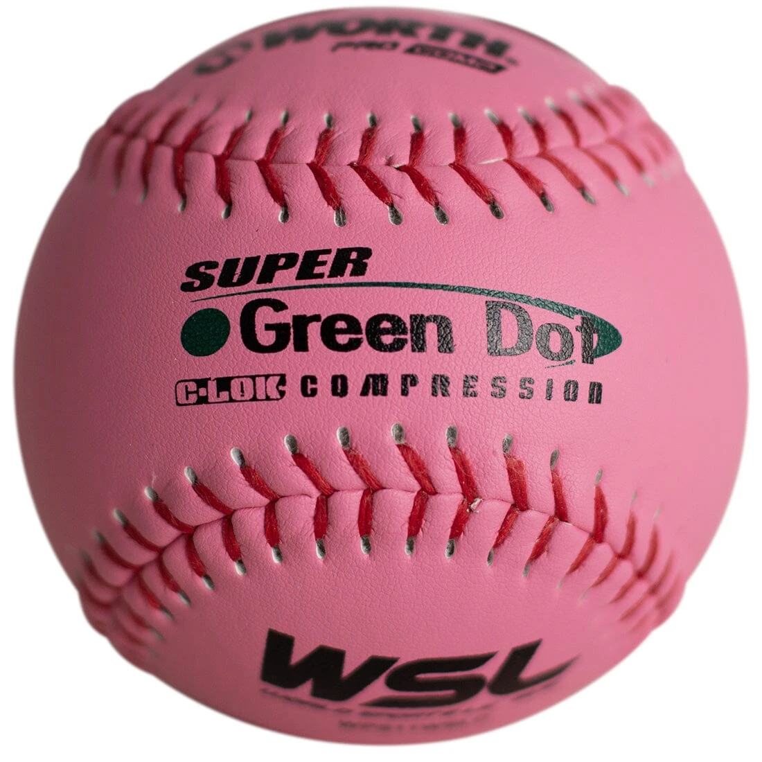 Worth Pink 11" WSL Super Green Dot 47/400 Slowpitch Softballs (Dozen): WPS11WSLC 3 Worth Pink 11" WSL Super Green Dot 47/400 Slowpitch Softballs (Dozen): WPS11WSLC