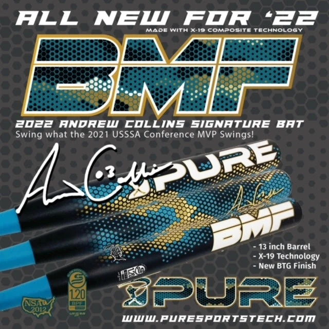 2022 PURE Sports Andrew Collins BMF Signature 2PC 13" USSSA Slowpitch Softball Bat 3 2022 PURE Sports Andrew Collins BMF Signature 2PC 13" USSSA Slowpitch Softball Bat